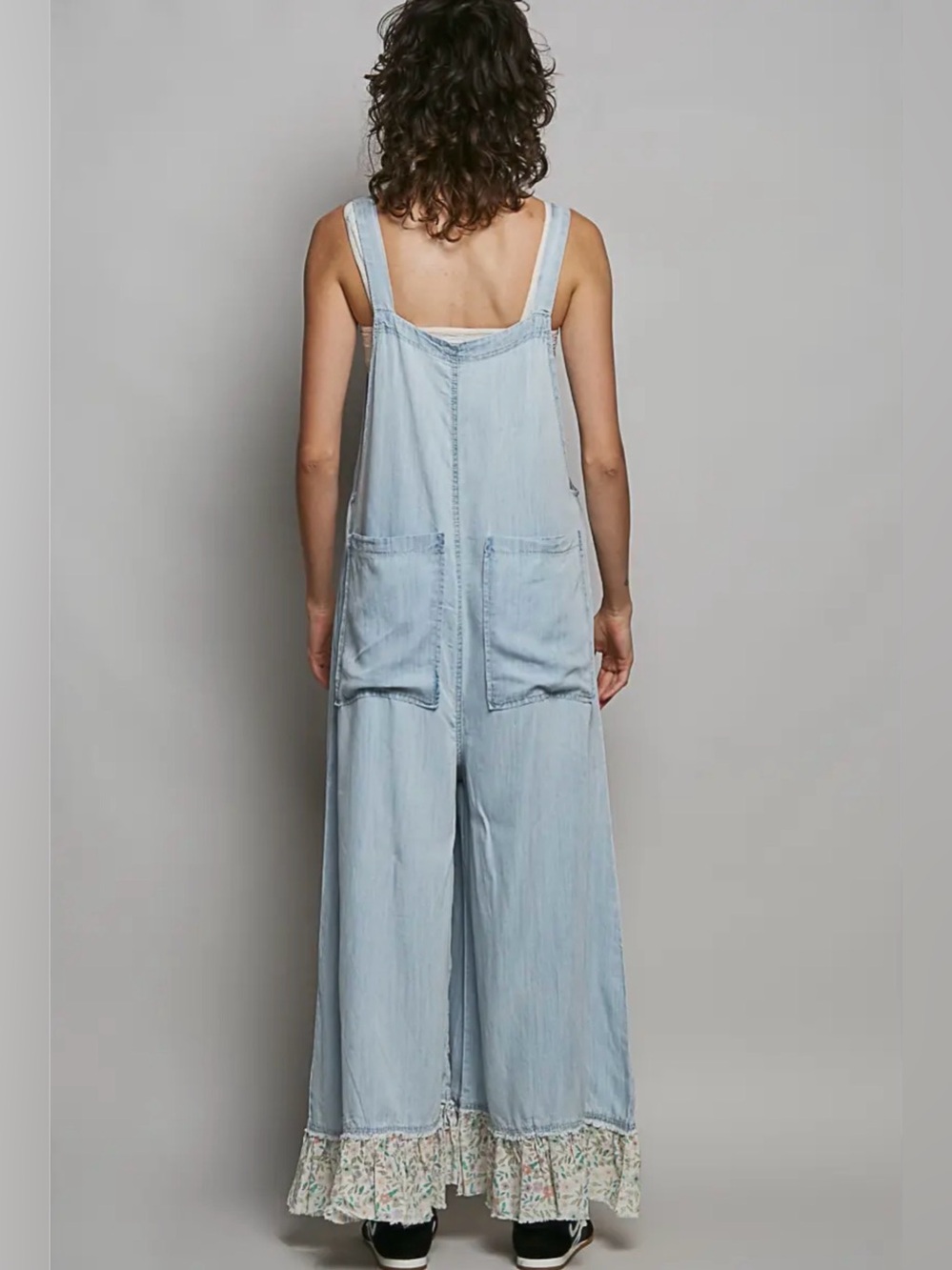 POL Light Blue Patchwork Wide-Leg Denim Overalls - Picture 6 of 13